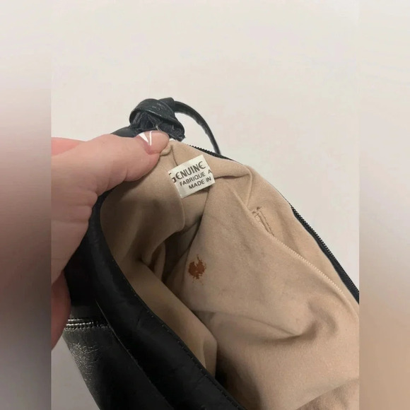 Vintage | Genuine Leather Navy  Half Moon Crossbody Purse - Picture 10 of 10